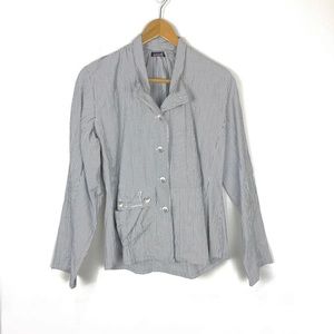 Animale France Jacket Shirt Size 8 Blue White